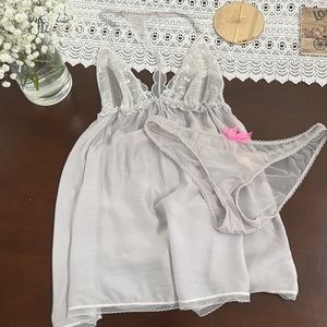 Lacy, see through two piece lingerie set